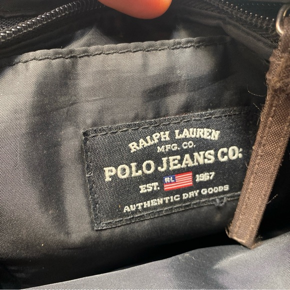 Ralph Lauren Polo Jeans Co Shoulder Bag Brown Y2K Baguette Small w Wallet Retro - Picture 5 of 7